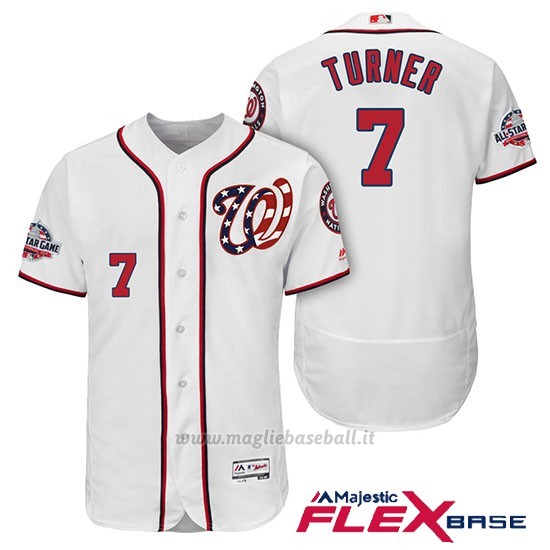 Maglia Baseball Uomo Washington Nationals Trea Turner Bianco 2018 All Star 1ªAlterner Flex Base